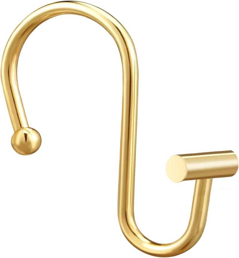 Gracelife Gold Rust Resistant Metal Shower Curtain Rings, Set of 12, T-Bar Hooks for Shower Rod - Image 1
